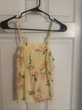 Abound Yellow Floral Spaghetti Strap Tank Top
